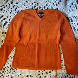 Abercrombie & Fitch Orange V-Neck Sweater